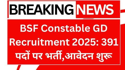 BSF Constable GD Recruitment 2025: 391 पदों पर भर्ती,आवेदन शुरू