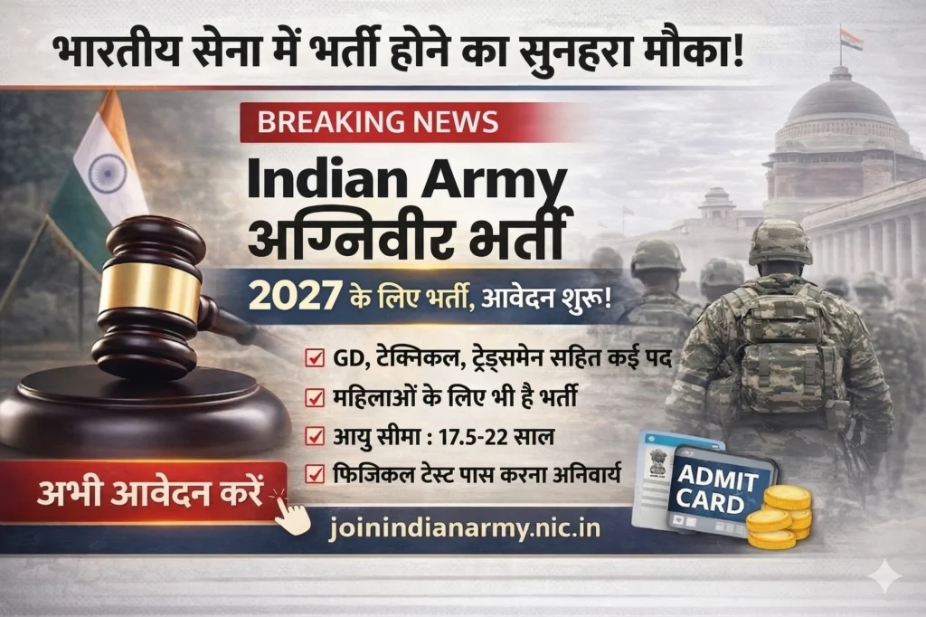 Indian Army Agniveer 2027 Latest News: सेना भर्ती को लेकर बड़ी अपडेट, फॉर्म शुरू